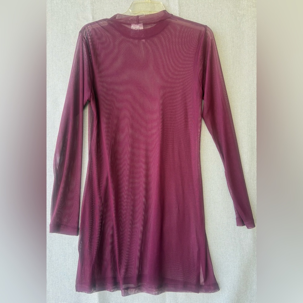 Sanctuary totally sheer Long Sleeve dress in Ivory size large wear over or under
